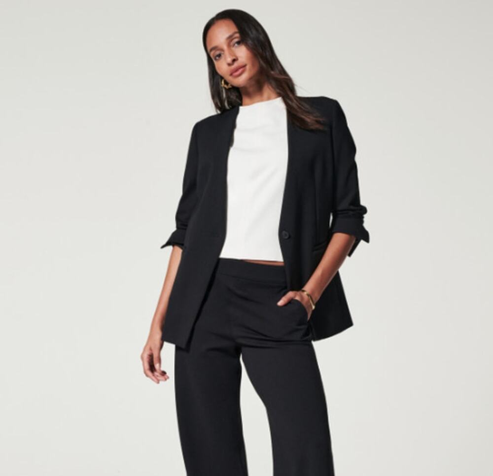 Spanx Perfect Collarless Blazer Black Small Business Academia